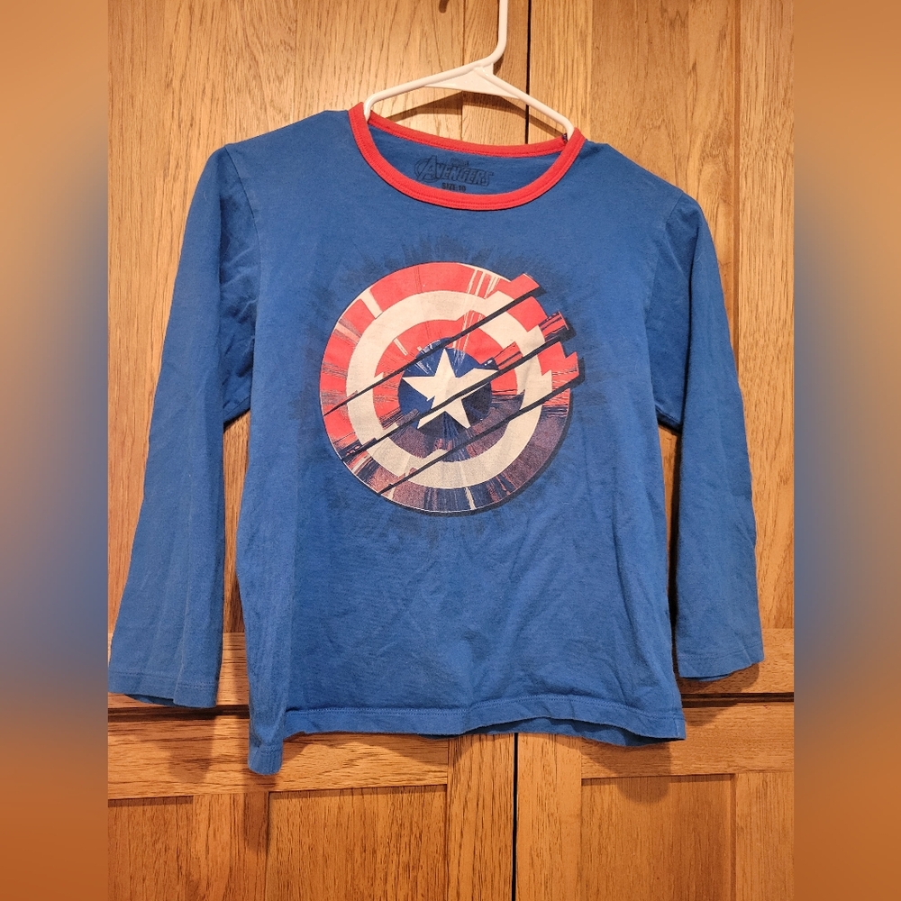 Marvel Avengers Boys Captain America Long Sleeve. Boys 10